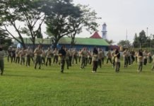 Anggota Kodim 0402/OKI Laksanakan Senam SKJ-88