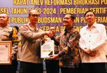Polda Sumsel Terima Penghargaan dari Ombudsman RI