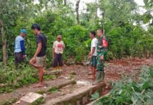 Menghadapi Musim Hujan, Babinsa Kasui Bersama Warga Gotong Royong di Kampung Binaan