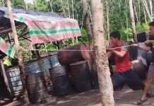 Polda Sumsel Bersama Tim Gabungan Tertibkan Lokasi Penyulingan Minyak Mentah di Babat Toman Muba