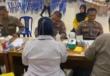 Pastikan Kesehatan Saat Pengamanan Pemilu, Biddokkes Polda Lampung Cek Kesehatan Personel