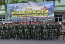 Tiga Matra TNI Wilayah Provinsi Lampung Ikuti Apel Gelar Pasukan Pengamanan Pemilu 2024