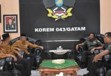 Danrem 043/Gatam Sambut Silaturahmi Ketua DPD Pepabri Provinsi Lampung