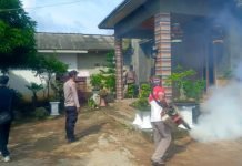 Sinergi Pemerintah Tiyuh dan Polsek Tumijajar Cegah DBD, Lakukan Fogging di Karta Raharja