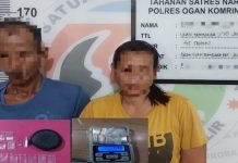 Polres OKI Tangkap Pasutri Pengedar Sabu di Jejawi