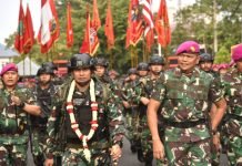 Wadan Kormar Pimpin Penyambutan Personel Satgas Pamtas RI-PNG Mobile Korps Marinir Gobang 1 Tahun 2023