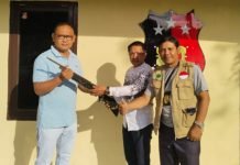 Kades Ujung Tanjung Serahkan 1 Senpira ke Polsek Tulung Selapan