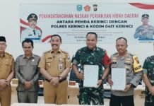 Pj. Bupati Kerinci Teken Naskah Perjanjian Hibah Pengamanan Pilkada