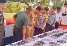 Operasi Senpi Musi 2024 Selesai, Polres OKI Musnahkan 137 Senjata Api Rakitan
