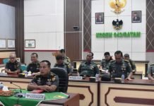 Kasrem 043/Gatam Ikuti Penerimaan Kunjungan Tim Dalproggar TNI AD di Kodam II/Sriwijaya Secara Virtual