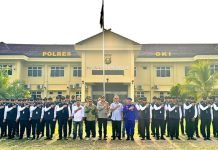 Polres OKI Adakan Apel Penyerahan Personel Pamwal Calon Bupati-Wabup