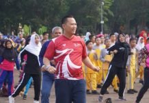 Semarak Peringatan Hari Olahraga Nasional, Pj. Bupati Muara Enim Senam Pagi Bersama Masyarakat