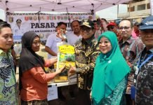 Pj. Gubernur Lampung Pantau Bahan Kebutuhan Pokok di Pasar KTM Mesuji