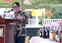 Pj. Gubernur Samsudin Hadiri Pemusnahan Jutaan Batang Rokok dan Miras Ilegal