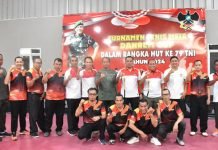 73 Atlet Tenis Meja Turut Ambil Bagian Dalam Turnamen Danrem Cup HUT TNI ke-79
