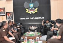 Danrem 043/Gatam Sambut Kunjungan Silaturahmi Kajati Lampung