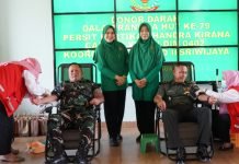 Dalam Rangka HUT Persit ke-79, Kodim 0402/OKI Gelar Donor Darah