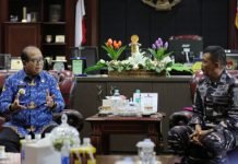 Pj. Gubernur Samsudin Terima Kunker Kadispotmaral, Bahas Persiapan Kedatangan KSAL