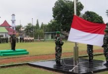 Kasdim 0402/OKI Pimpin Upacara Bendera, Ajak Prajurit Tanamkan Nasionalisme