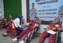 Sambut HUT Bhayangkara ke-79, Polres OKI Gelar Donor Darah
