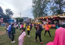 Meriahkan HUT Bhayangkara ke-79, Polsek Tulung Selapan Gelar Jalan Sehat dan Senam Bersama