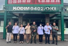 Bahas Program P4GN, BNNK OKI Audiensi ke Kodim 0402 dan Kesbangpol