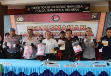 Genderang Perang Terhadap Narkoba, Polda Sumsel Musnahkan 4,55 Kg Sabu dan 23.573 Butir Ekstasi