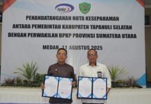 Perwakilan BPKP Sumut dan Pemkab Tapsel Teken Nota Kesepahaman