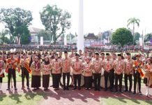 Hadiri Upacara HUT Pramuka ke-64, Kasdim 0402/OKI Tekankan Pentingnya Karakter Bangsa