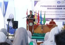 Kasdim 0402/OKI Sampaikan Materi Bela Negara Kepada Mahasiswa Uniski