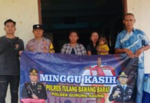 Polsek Gunung Agung Laksanakan Pengamanan Ibadah Minggu Kasih di Gereja Kristen Muria Tiyuh Tunas Jaya