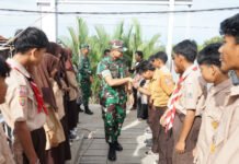 Dandim 0402/OKI-OI Tinjau Lokasi Pembangunan Jembatan Gantung di Tulung Selapan