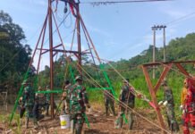 Jembatan Gantung Garuda di Way Umbar Tanggamus Capai 45 Persen, Pangdam XXI: Akses Warga Jadi Prioritas