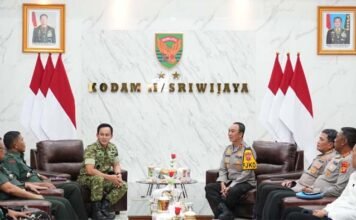 Pererat Sinergitas TNI–Polri, Kapolda Sumsel Kunjungi Makodam II/Sriwijaya