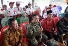 Dandim 0402/OKI-OI Ikuti Vidcon Peresmian Jembatan Gantung Garuda Bersama Presiden Prabowo