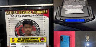 Kurir Sabu Asal Sumbar Ditangkap di Lubuk Linggau, 6,85 Gram Disita Polisi