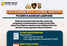Mudik Lebaran, Warga Bandar Lampung Bisa Titip Kendaraan Gratis di Kantor Polisi