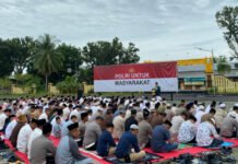 Polres OKI Pererat Kebersamaan Lewat Salat Idul Fitri dan Open Office Penuh Kehangatan