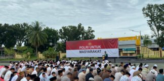 Polres OKI Pererat Kebersamaan Lewat Salat Idul Fitri dan Open Office Penuh Kehangatan