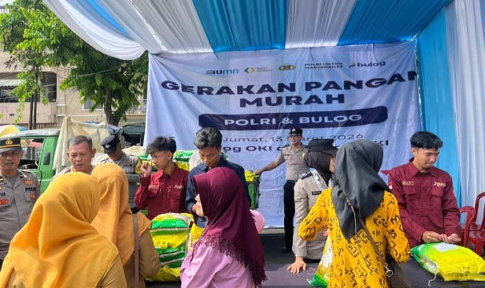 Dukung Stabilitas Harga, Polres OKI Salurkan 5 Ton Beras SPHP di Pasar Kayuagung