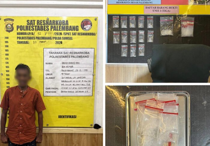 Urine Positif, Buruh Harian di Palembang Dibekuk Bersama 14 Klip Sabu