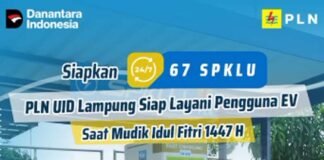 PLN Siapkan 67 SPKLU di Lampung, Mudik Idul Fitri dengan Kendaraan Listrik Kian Nyaman