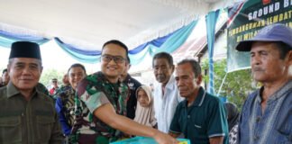 Dandim 0402/OKI-OI Ikuti Vicon Ground Breaking Jembatan Beton Arisan Jaya