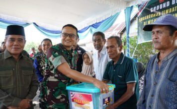 Dandim 0402/OKI-OI Ikuti Vicon Ground Breaking Jembatan Beton Arisan Jaya