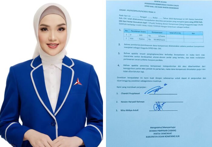 Dokumen Perjanjian Terungkap, Kompensasi Caleg Demokrat OKI Dipertanyakan
