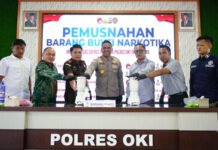 Polres OKI Musnahkan 1 Kg Sabu Hasil Ungkap Kasus di Tiga Kecamatan