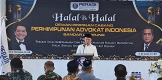 PERADI Lampung Gelar Halalbihalal, Marindo Kurniawan Sampaikan Amanah Gubernur