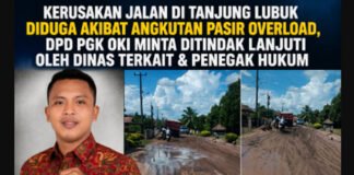 DPD PGK OKI Soroti Kerusakan Jalan Tanjung Lubuk, Angkutan Pasir Overload Jadi Sorotan