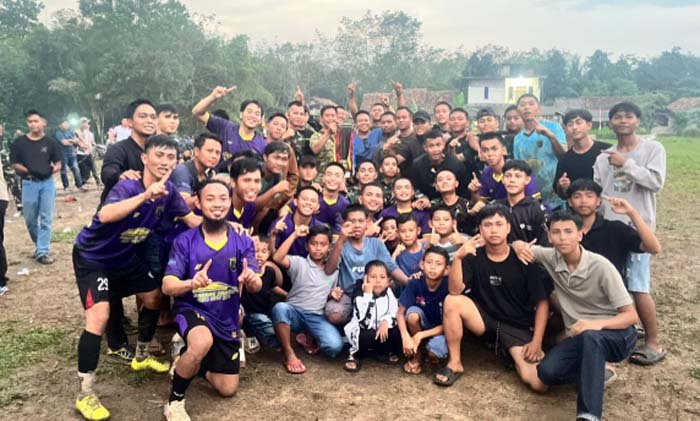 Tim Gabungan Satgas TMMD Kodim 0402/OKI dan Pematang Sukatani Raih Juara Turnamen Antar Desa