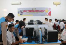 164 Peserta Ikuti Tes Psikologi CAT Tamtama Polri 2026 di Polda Sumsel